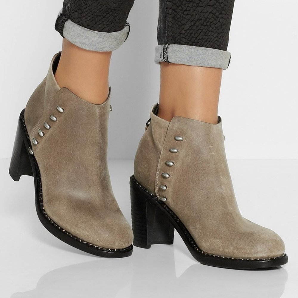 rag & bone Grey Waxed Suede Booties (40)